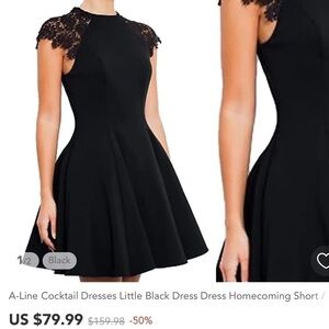 NWT SUNNOW LACE CAP SLEEVE BLACK COCKTAIL FORMAL A LINE DRESS SIZE SMALL